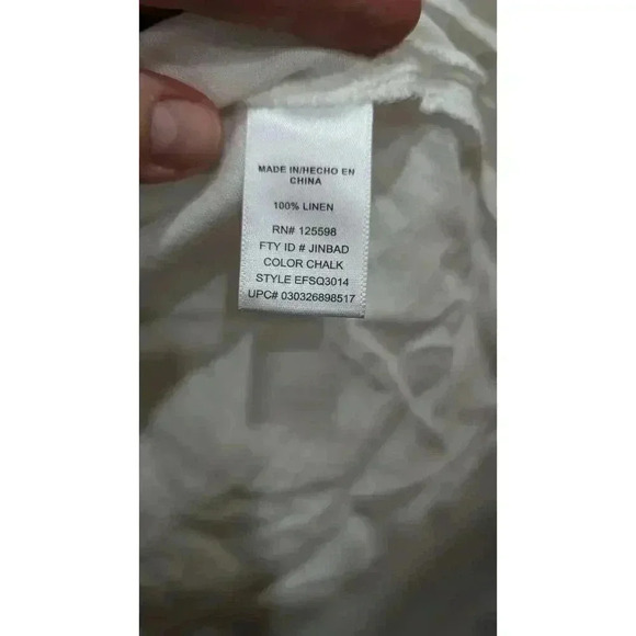 White 100% linen short sleeve top w/ gold zipper by Company Ellen Tracy size S - Picture 3 of 5